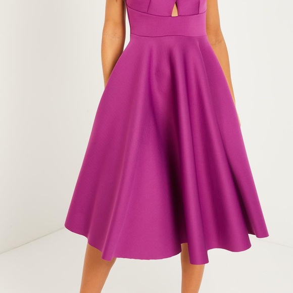 Quiz Scuba Crepe Cross Front Midi Skater Dress - Picture 2 of 10